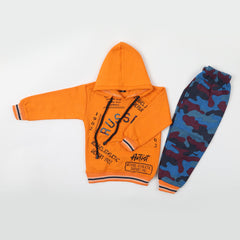 Boys Full Sleeves Pajama Suit - Orange