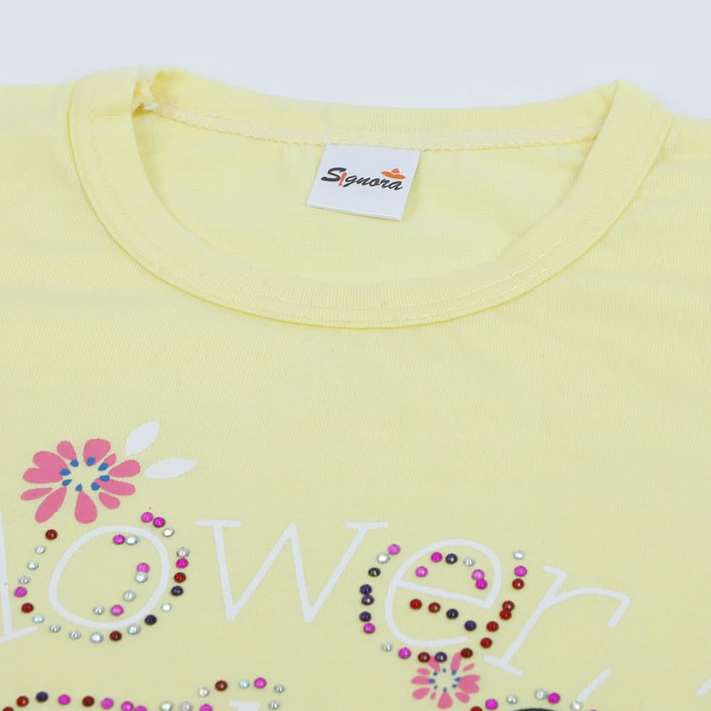 Girls Half Sleeves Capri Suit - Yellow, Girls Suits, Chase Value, Chase Value