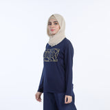 Women's Full Sleeves Printed T-Shirt - Navy Blue, Women T-Shirts & Tops, Chase Value, Chase Value