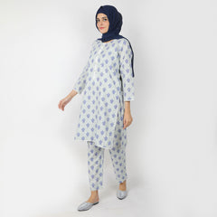 Women's Printed Khaddar Stitched 2pcs Suit - Sea Green