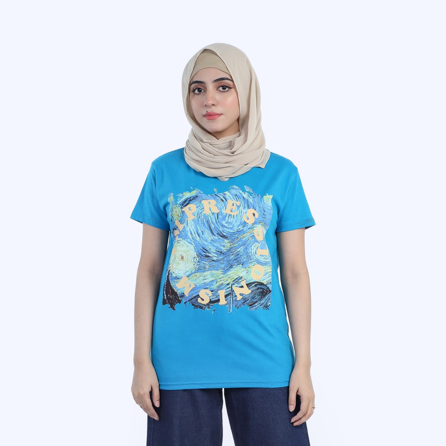 Women's Half Sleeves Printed T-shirt - Blue, Women T-Shirts & Tops, Chase Value, Chase Value