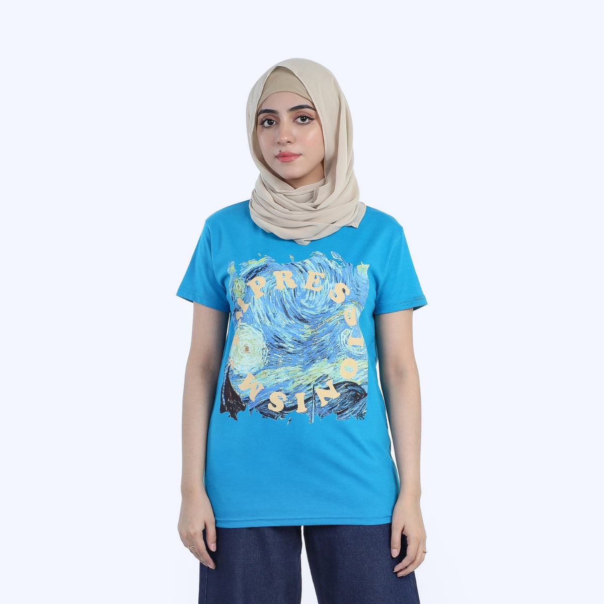 Women's Half Sleeves Printed T-shirt - Blue, Women T-Shirts & Tops, Chase Value, Chase Value