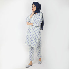 Women's Printed Khaddar Stitched 2pcs Suit - Sea Green