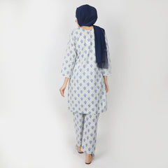 Women's Printed Khaddar Stitched 2pcs Suit - Sea Green