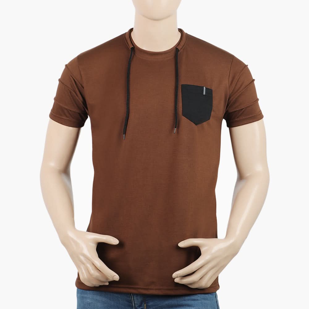 Men's Half Sleeves T-Shirt - Dark Brown, Men's T-Shirts & Polos, Chase Value, Chase Value