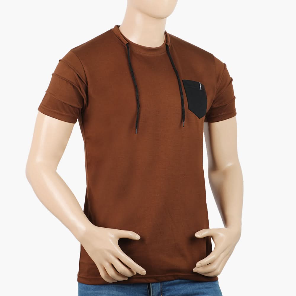 Men's Half Sleeves T-Shirt - Dark Brown, Men's T-Shirts & Polos, Chase Value, Chase Value