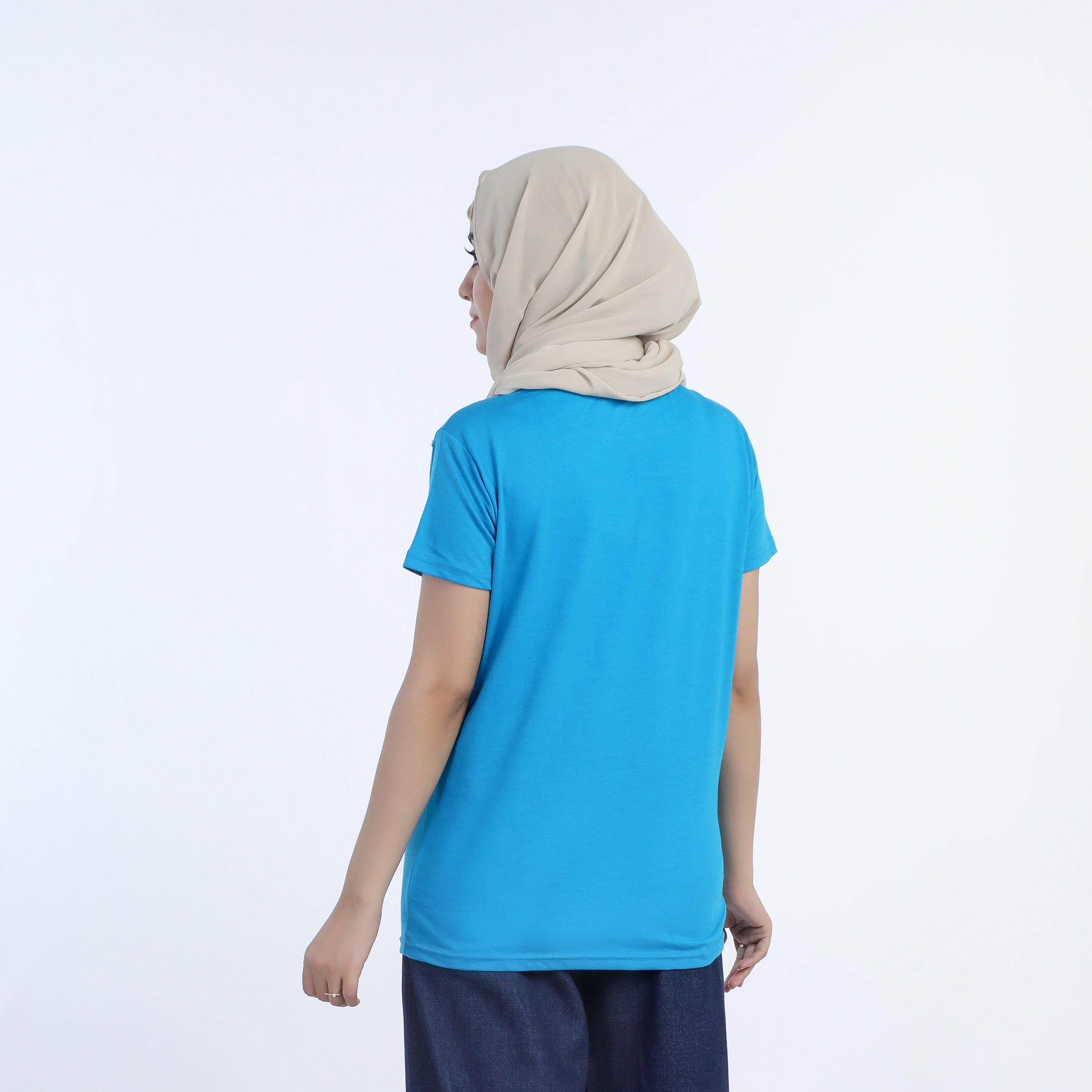 Women's Half Sleeves Printed T-shirt - Blue, Women T-Shirts & Tops, Chase Value, Chase Value