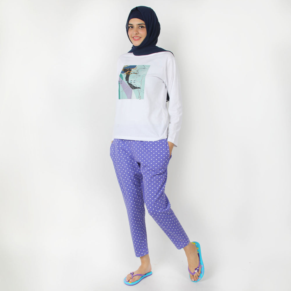 Women's Stretched Printed Trouser - Light Purple, Women Pants & Tights, Chase Value, Chase Value