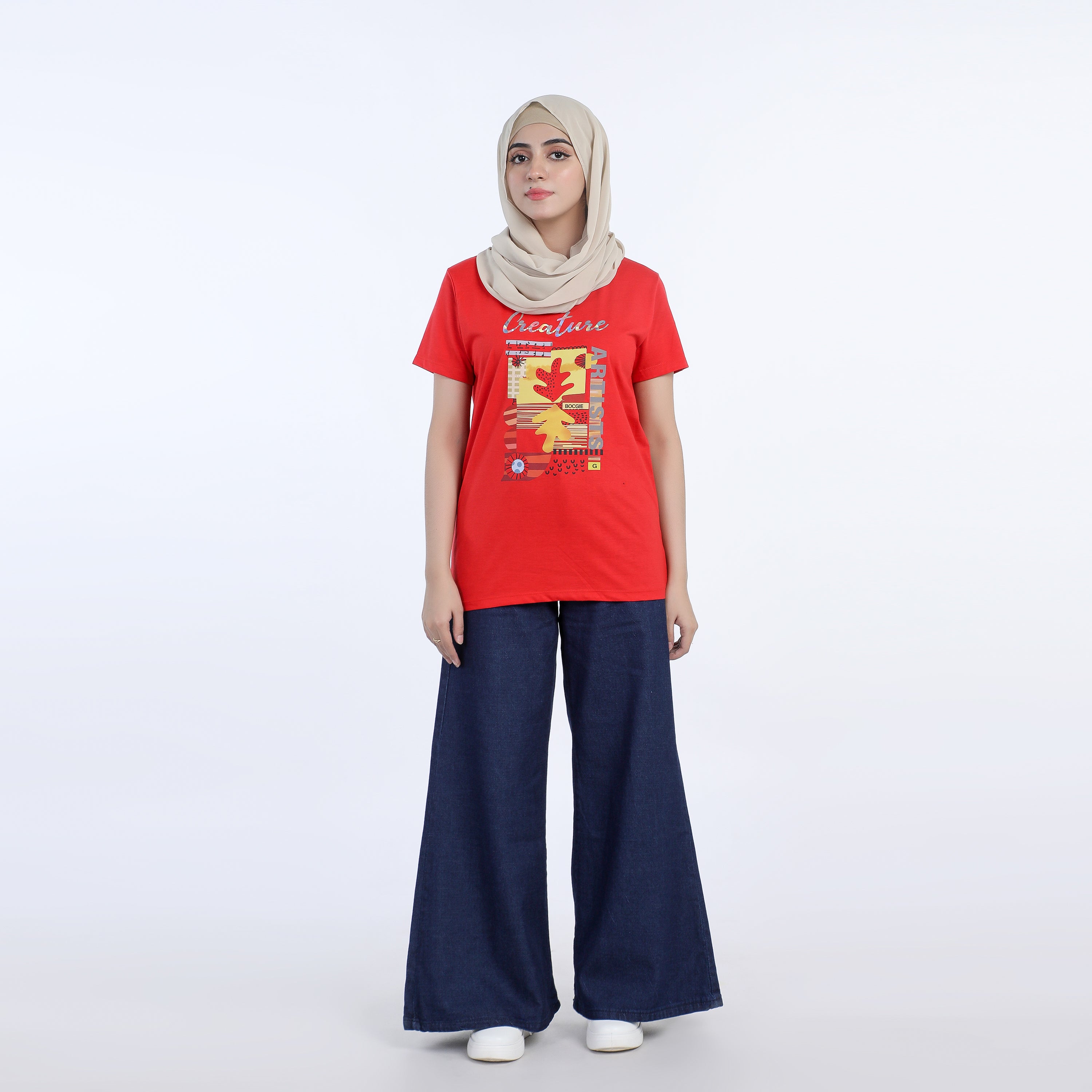 Women's Half Sleeves T-shirt - Red, Women T-Shirts & Tops, Chase Value, Chase Value