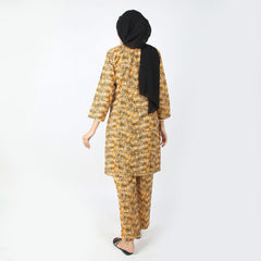 Women's Printed Khaddar Stitched 2pcs Suit - Yellow