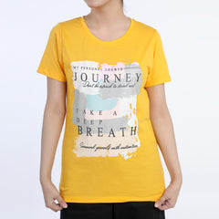 Women's Half Sleeves Printed T-Shirt - Yellow