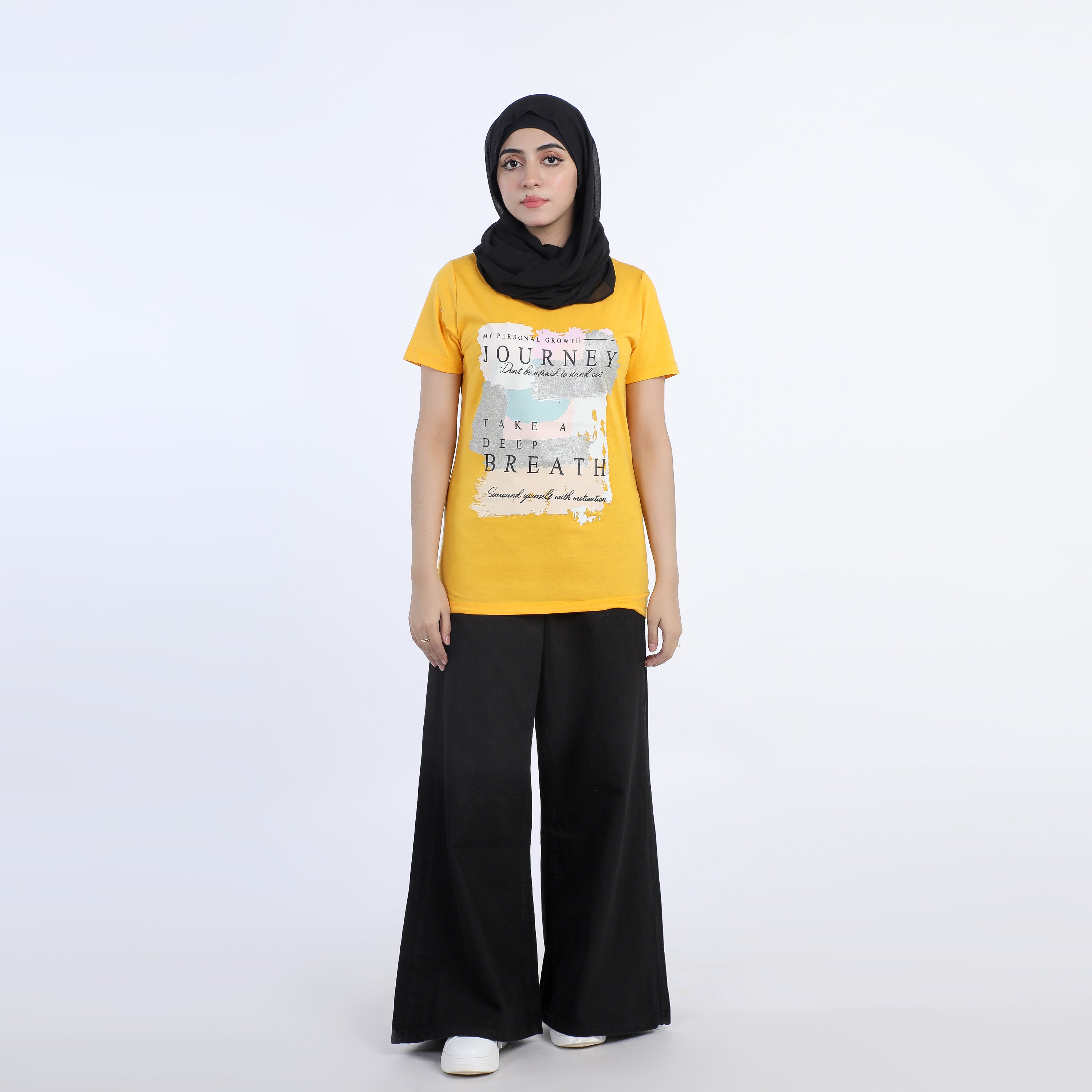 Women's Half Sleeves Printed T-Shirt - Yellow, Women T-Shirts & Tops, Chase Value, Chase Value