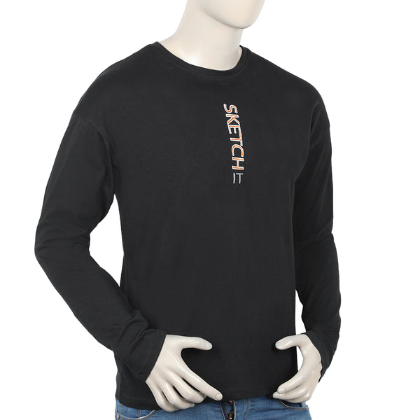 Eminent Men's Round Neck Full Sleeves T-Shirt - Black