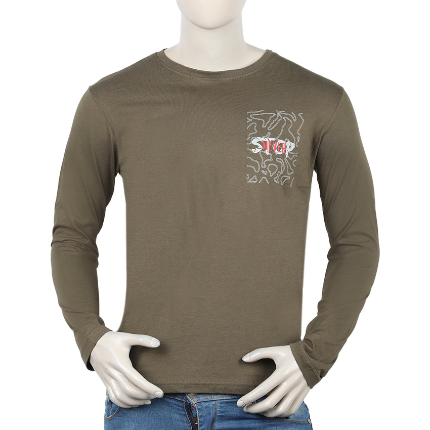 Eminent Men's Round Neck Full Sleeves T-Shirt - Olive