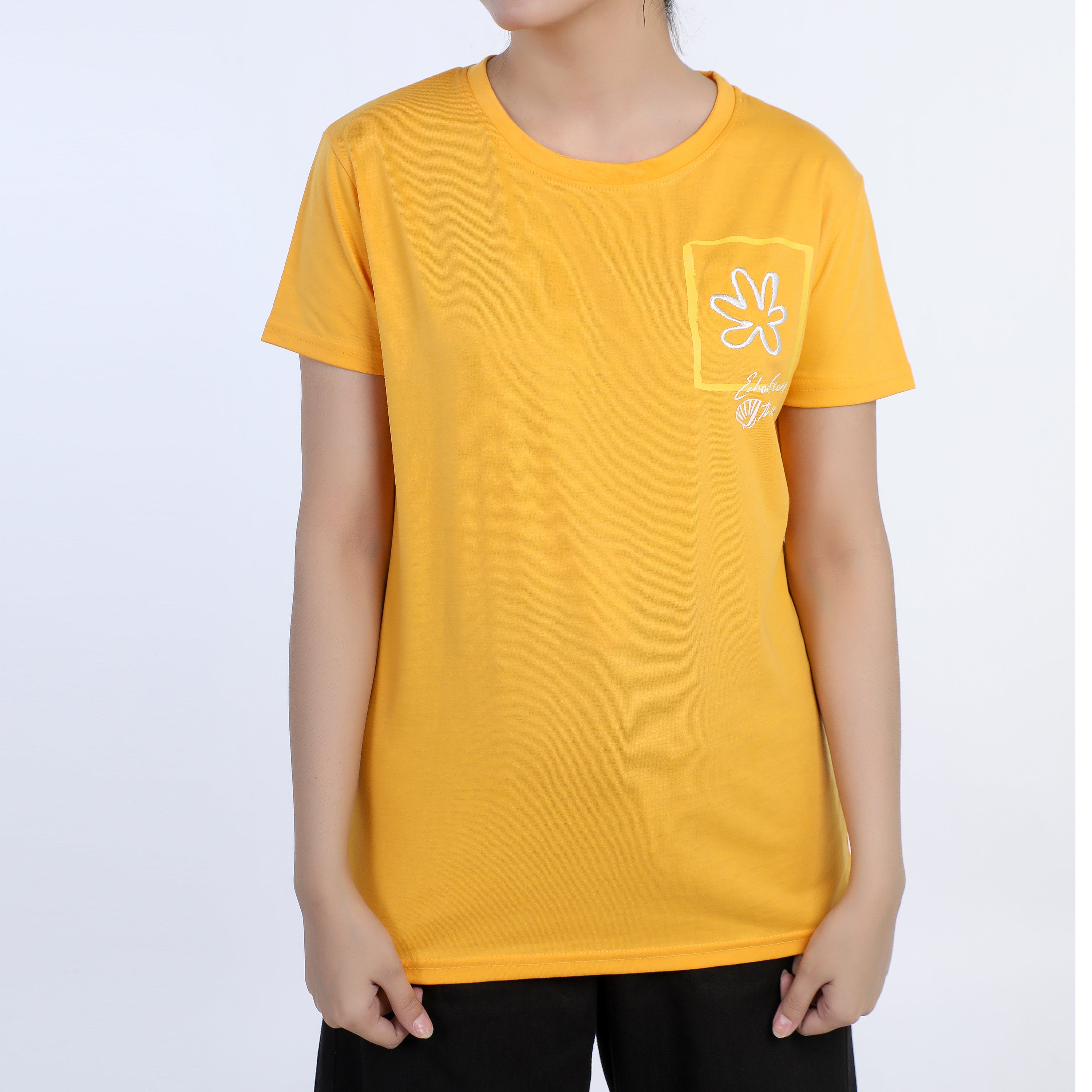 Women's Half Sleeves Printed T-shirt - Yellow, Women T-Shirts & Tops, Chase Value, Chase Value