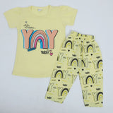 Girls Half Sleeves Capri Suit - Yellow, Girls Suits, Chase Value, Chase Value