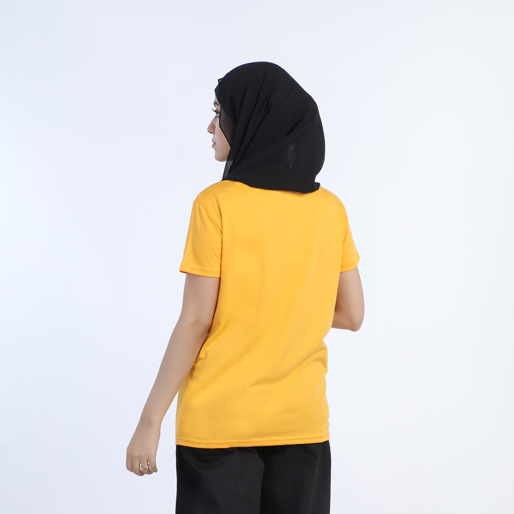 Women's Half Sleeves Printed T-shirt - Yellow, Women T-Shirts & Tops, Chase Value, Chase Value