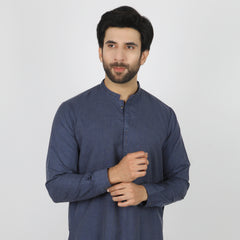 Eminent Men's Embroidered Kurta Pajama Suit - Denim Blue