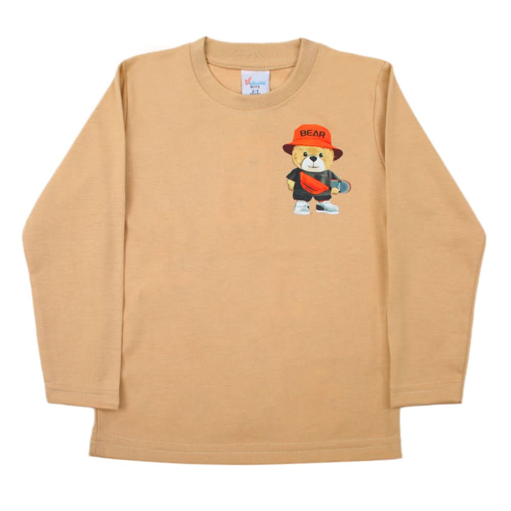 Boys Full Sleeves T-Shirt - Light Brown, Boys T-Shirts, Chase Value, Chase Value