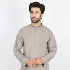 Men's Embroidered Stitched Shalwar Suit - Peach