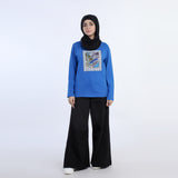 Women's Full Sleeves Printed T-Shirt - Blue, Women T-Shirts & Tops, Chase Value, Chase Value