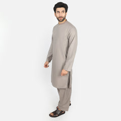 Men's Embroidered Stitched Shalwar Suit - Peach