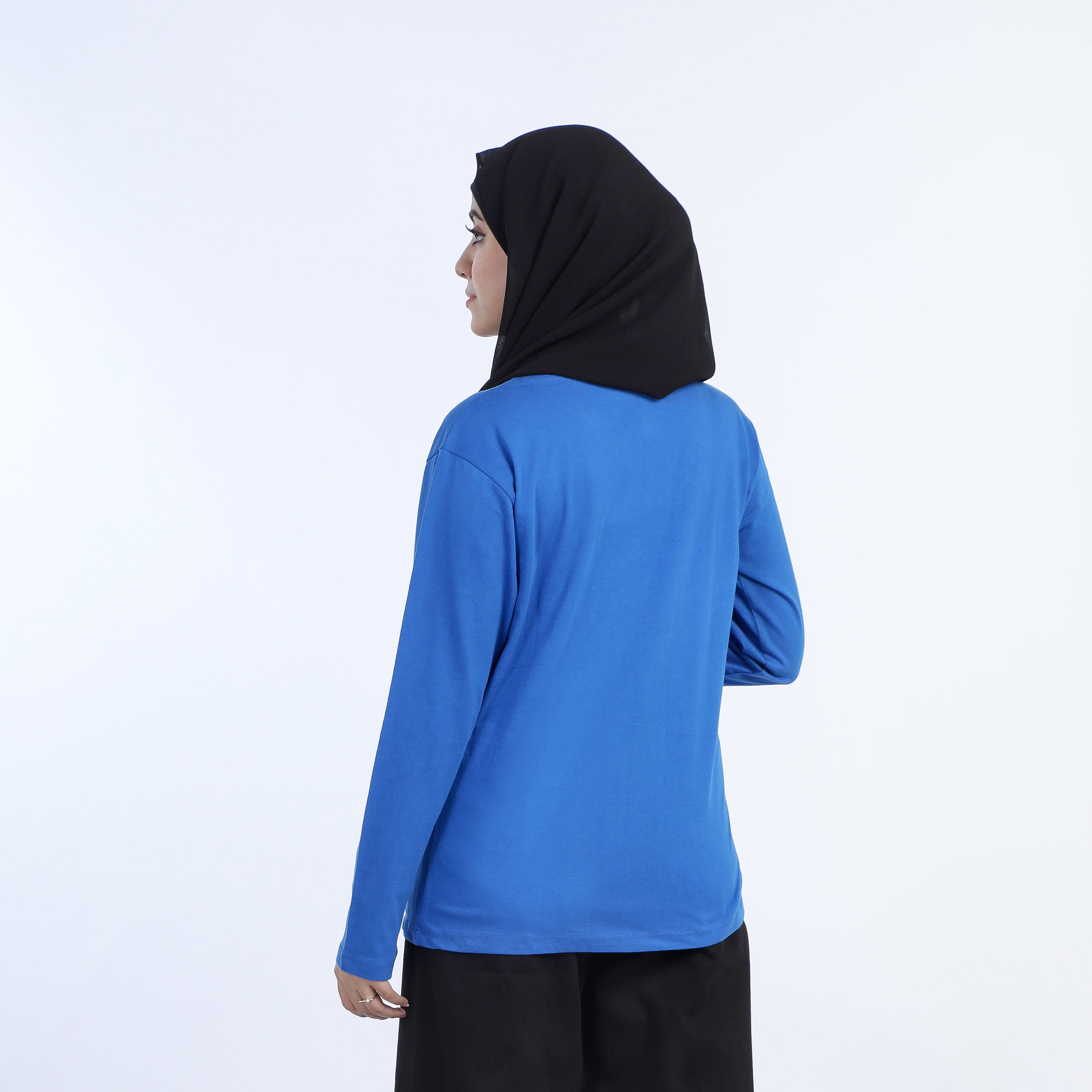 Women's Full Sleeves Printed T-Shirt - Blue, Women T-Shirts & Tops, Chase Value, Chase Value