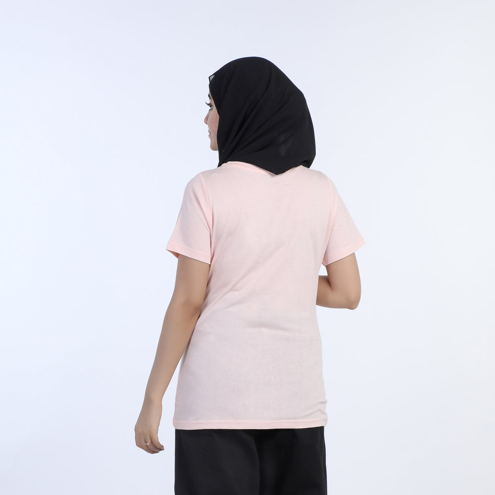 Women's Half Sleeves Printed T-Shirt - Pink, Women T-Shirts & Tops, Chase Value, Chase Value