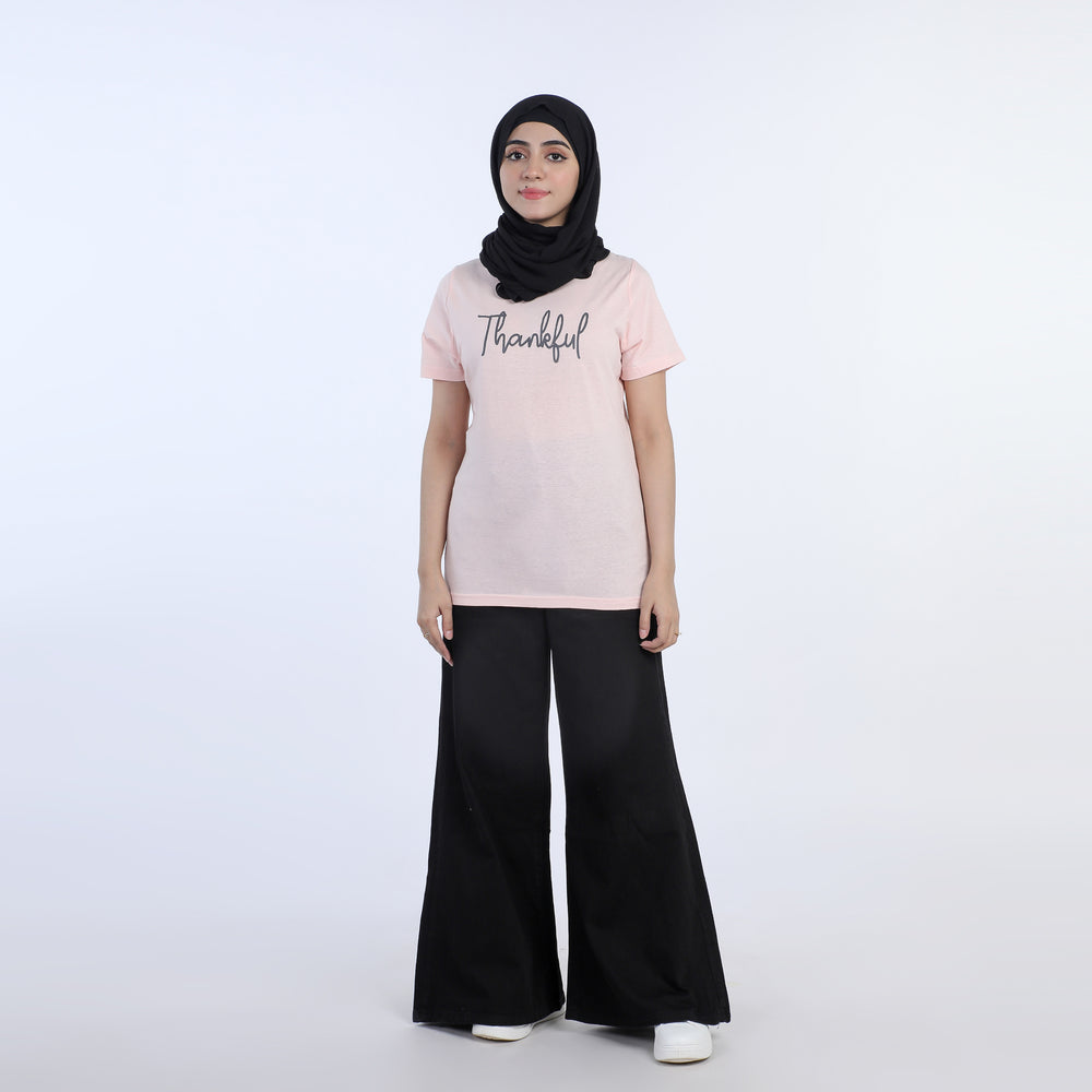 Women's Half Sleeves Printed T-Shirt - Pink, Women T-Shirts & Tops, Chase Value, Chase Value