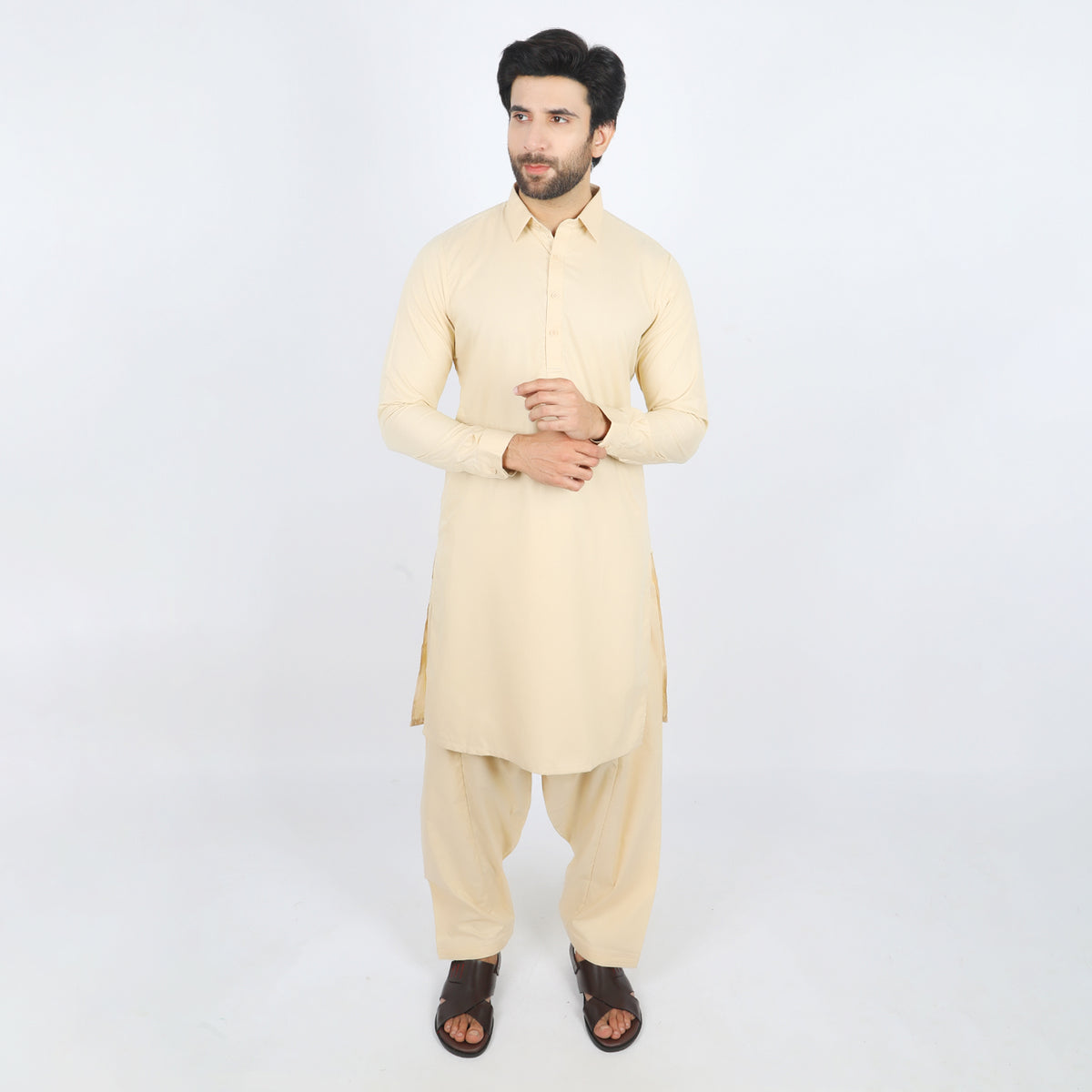 Men's Fancy Shalwar Suit - Beige, Men's Shalwar Kameez, Chase Value, Chase Value