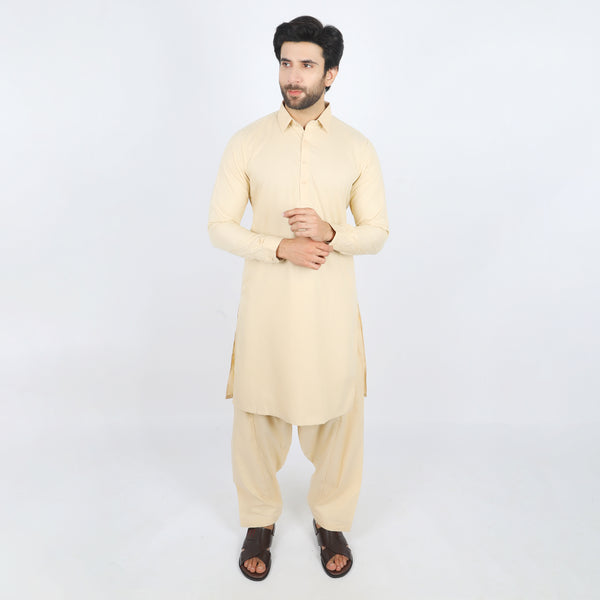 Men's Fancy Shalwar Suit - Beige