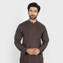 Valuables Men Embroidered Shalwar Suit - Dark Brown