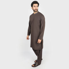 Valuables Men Embroidered Shalwar Suit - Dark Brown