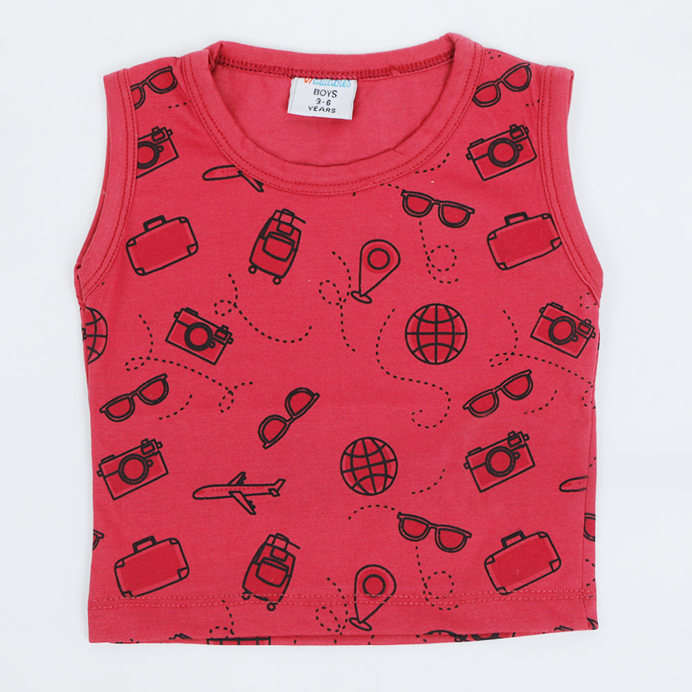 Newborn Boys Sando T-Shirt - Tea Pink, Newborn Boys Shirts & T-Shirts, Chase Value, Chase Value