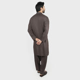 Valuables Men Embroidered Shalwar Suit - Dark Brown, Men's Shalwar Kameez, Chase Value, Chase Value