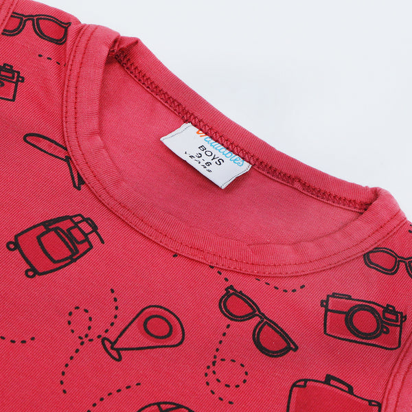 Newborn Boys Sando T-Shirt - Tea Pink