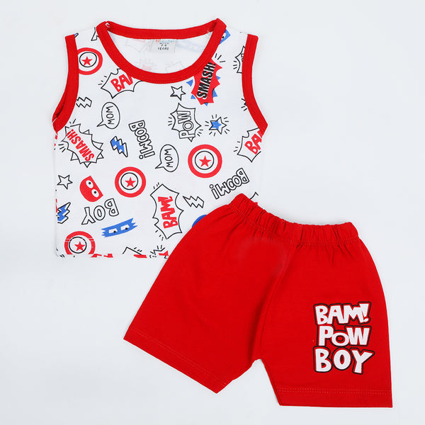 Newborn Boys Sando Suit - Red