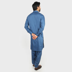 Men's Stitched Shalwar Suit - Royal Blue