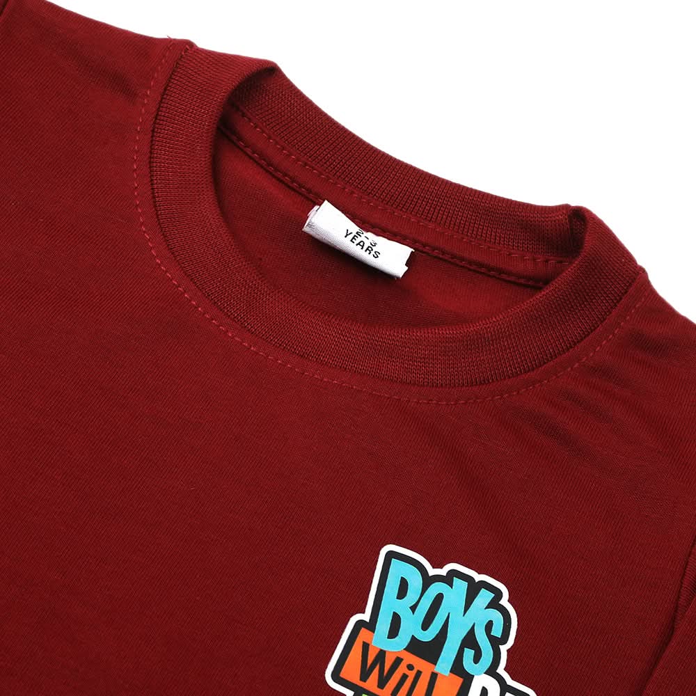 Boys Full Sleeves T-Shirt - Maroon, Boys T-Shirts, Chase Value, Chase Value