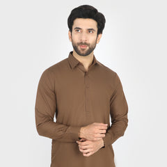 Men's Stitched Shalwar Suit - Brown