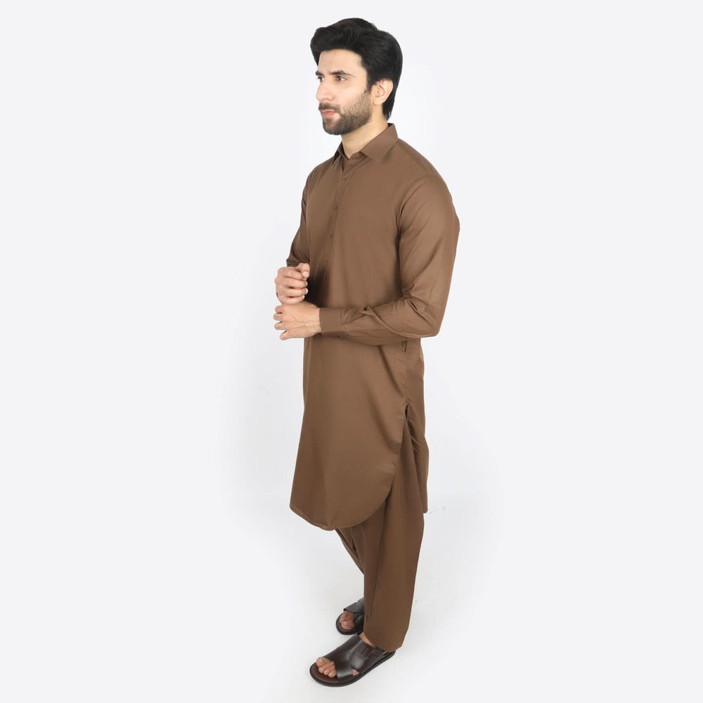 Men's Stitched Shalwar Suit - Brown, Men's Shalwar Kameez, Chase Value, Chase Value