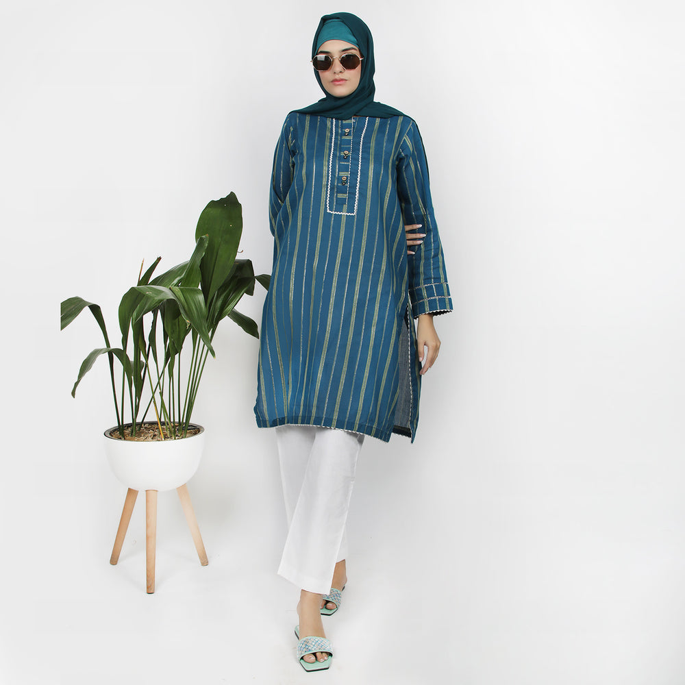 Eminent Women's Stitched Kurti - Teal, Women Ready Kurtis, Eminent, Chase Value