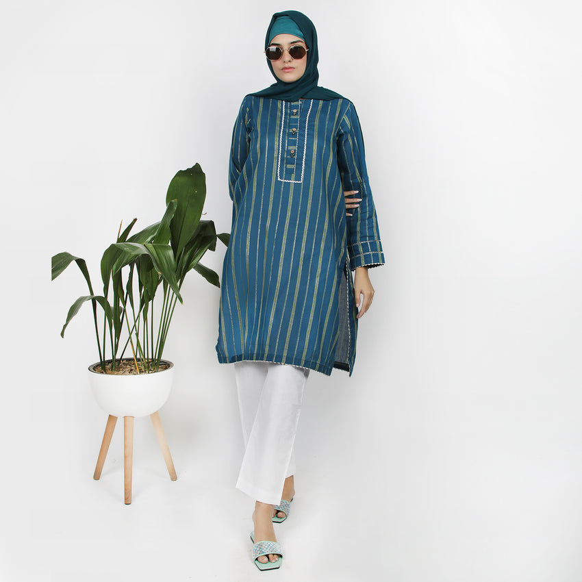Eminent Women's Stitched Kurti - Teal