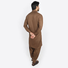 Men's Stitched Shalwar Suit - Brown