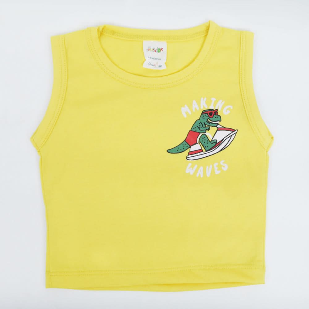 Newborn Boys Sando T-Shirt - Yellow, Newborn Boys Shirts & T-Shirts, Chase Value, Chase Value