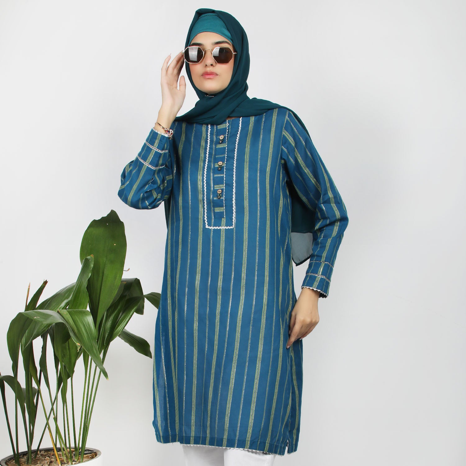 Eminent Women's Stitched Kurti - Teal, Women Ready Kurtis, Eminent, Chase Value