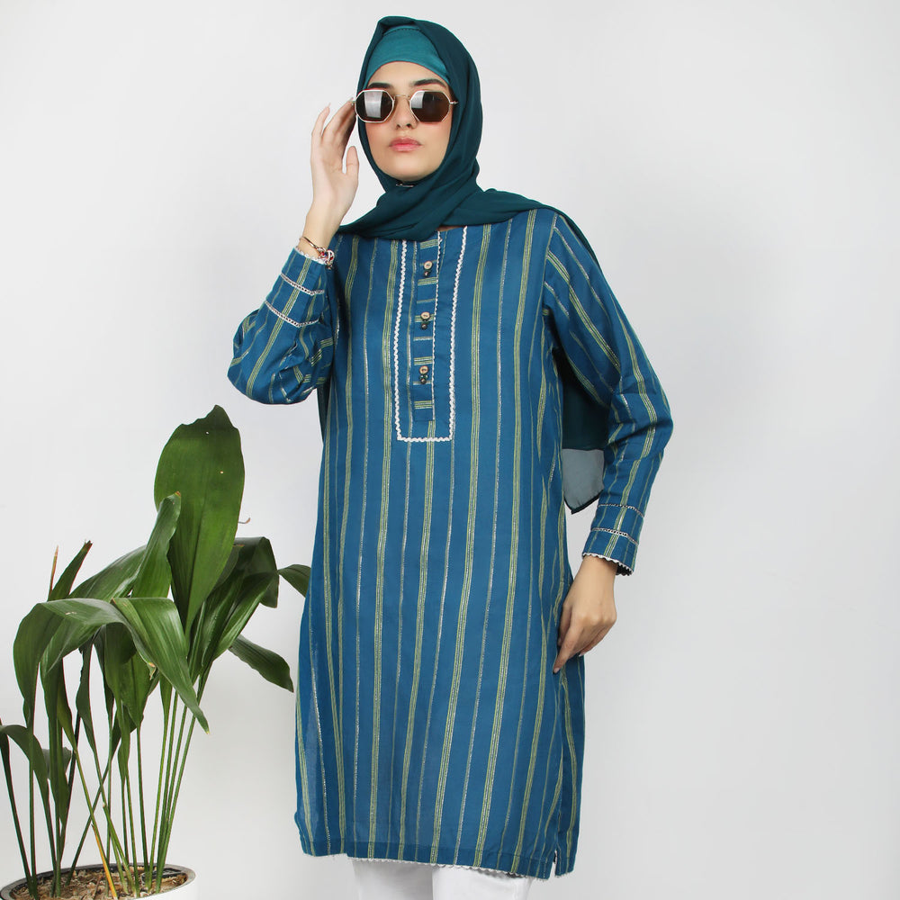 Eminent Women's Stitched Kurti - Teal, Women Ready Kurtis, Eminent, Chase Value