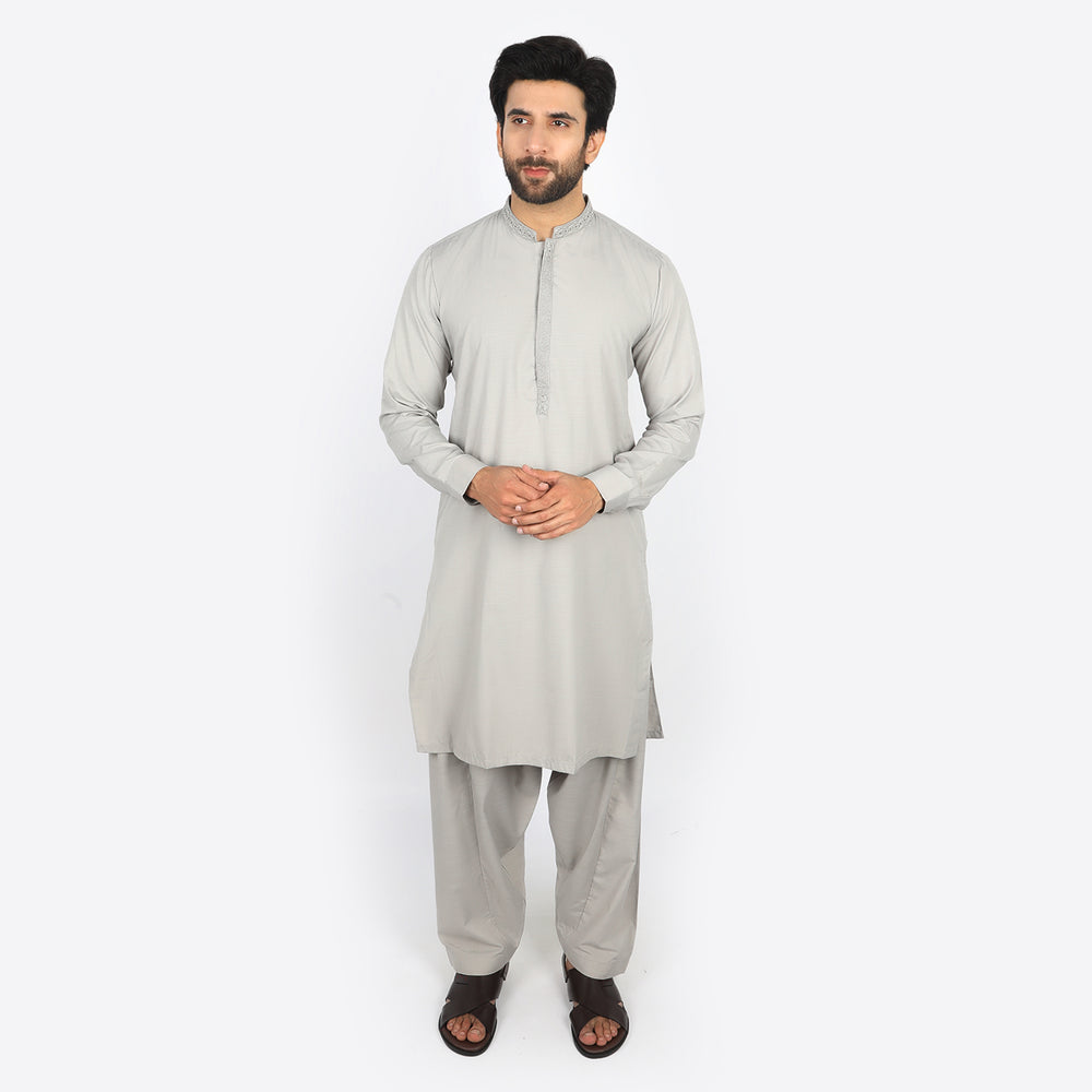 Eminent Men's Embroidered Kurta Shalwar Suit - Grey, Men's Shalwar Kameez, Eminent, Chase Value