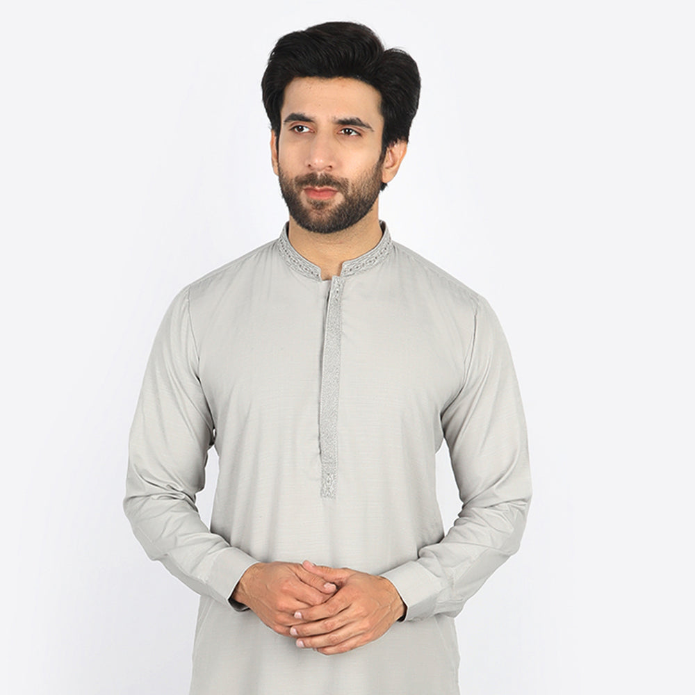Eminent Men's Embroidered Kurta Shalwar Suit - Grey, Men's Shalwar Kameez, Eminent, Chase Value