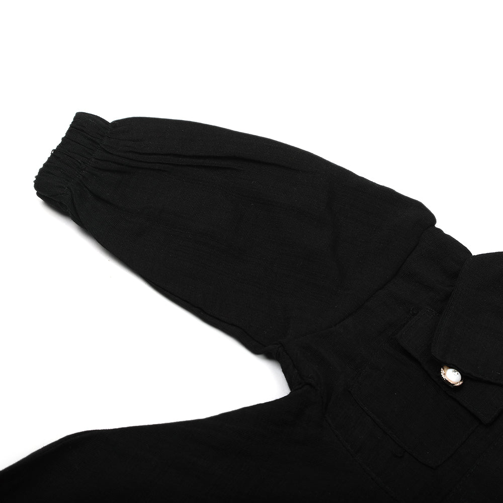 Newborn Girls Full Sleeves Frock - Black, Newborn Girls Frocks, Chase Value, Chase Value